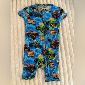 Hot Wheels Monster Trucks x Posh Peanut | 9-12m | Bamboo Shorty Romper | VGUC